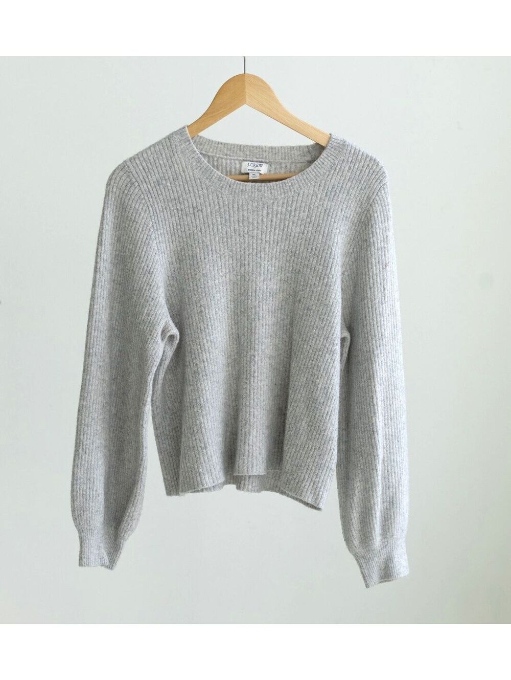 J.Crew Extra-Soft Ribbed Crewneck Knit Sweater Heather Gray XL